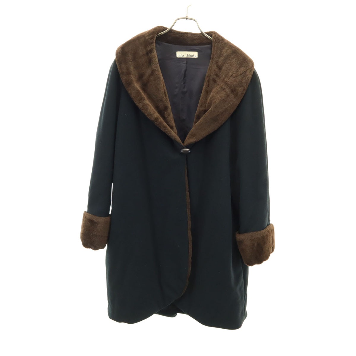 miss chloe ミスクロエ 90s 日本製 オールド ショールカラー コート 40 ブラック系 レディース 古着