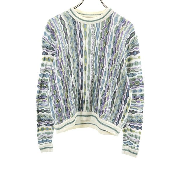 クージー 90s オールド 3D 総柄 長袖 3D コットン セーター XS COOGI ニット メンズ