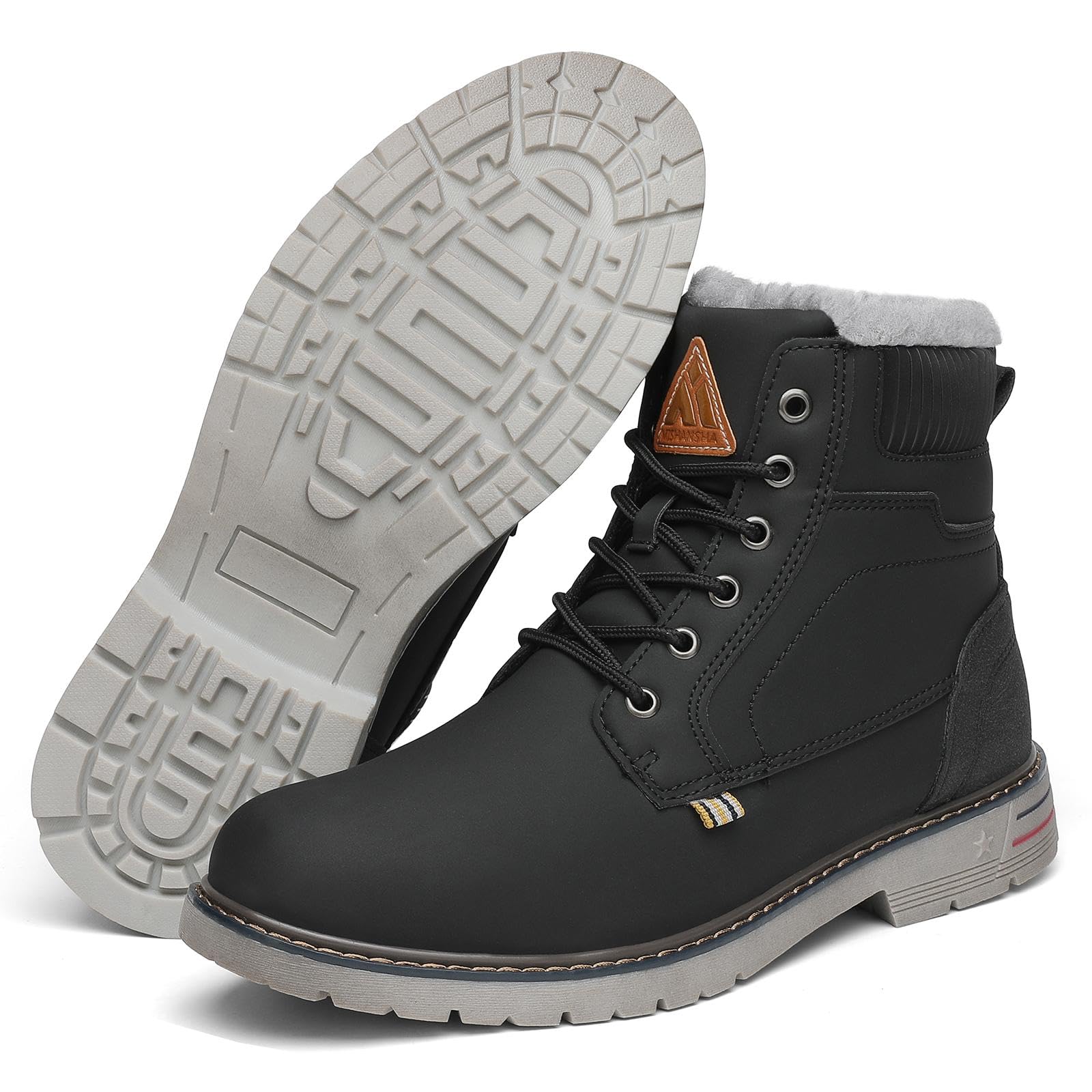 [Mishansha] スノーブーツ メンズ レディース 裏起毛 防水 防寒 冬用 耐摩耗性 トレッキングシューズ アウトドア 遠足 ブラック 25.5 cm