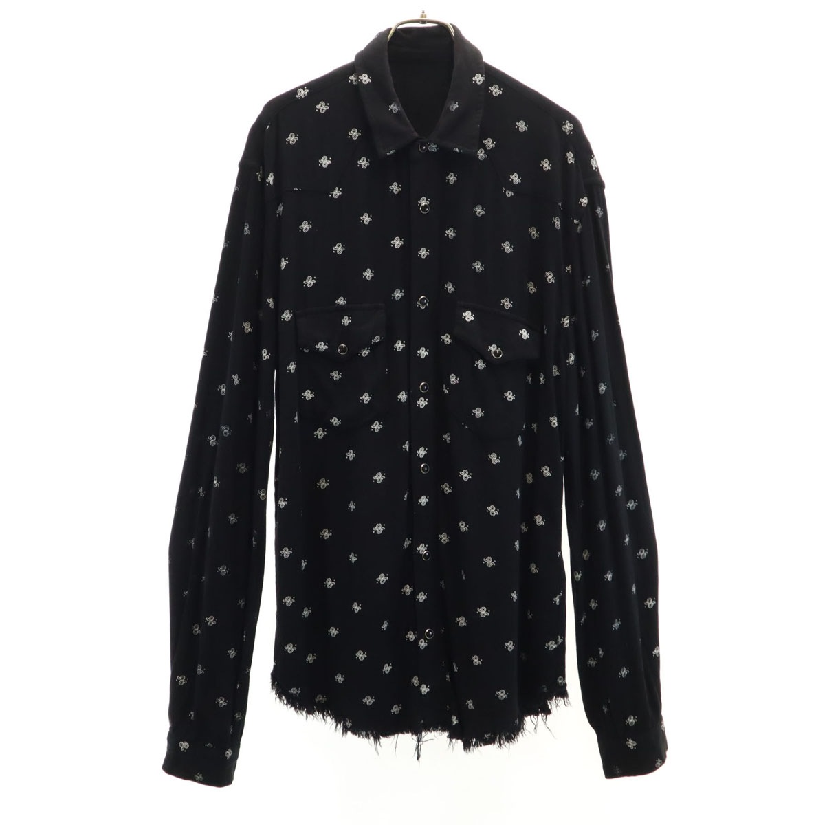 USA製 総柄 長袖 ウエスタンシャツ L 黒 メンズ 古着