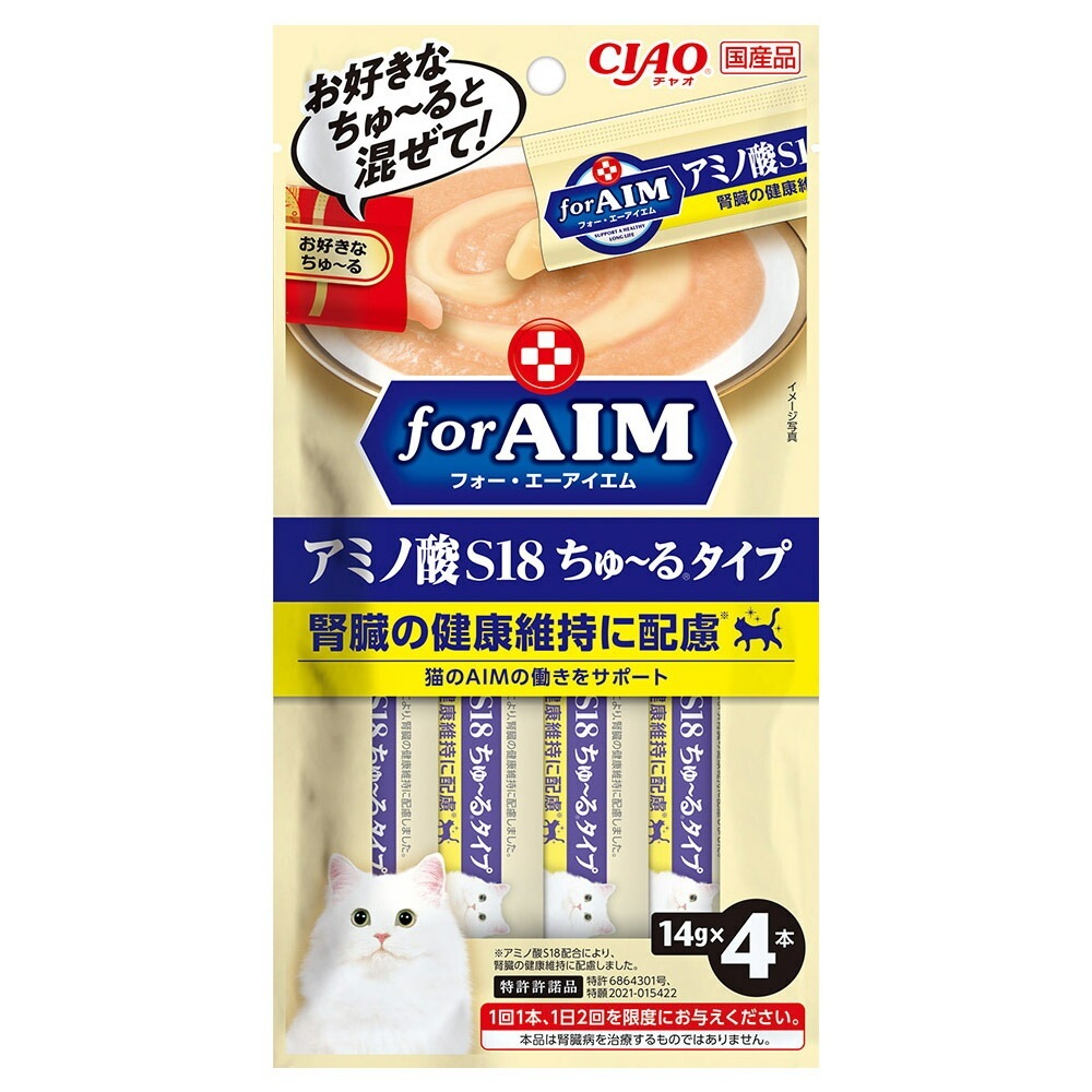 （まとめ買い）いなばペットフード CIAOforAIM アミノ酸S18 ちゅるタイプ 14gx4本 猫用おやつ [x20]
