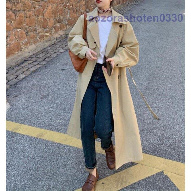 トレンチコート レディース スプリングコート ロング丈 アウター チェスター 秋 春 コート シンプ