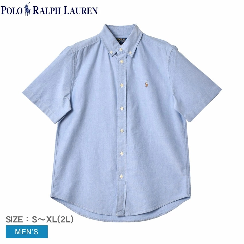 ワンポイント オックスフード スポーツ シャツ 323 886742 メンズ トップス 半袖 シャツ ボタンダウンシャツ 刺繍 ワンポイント ブランド カジュアル トラッド