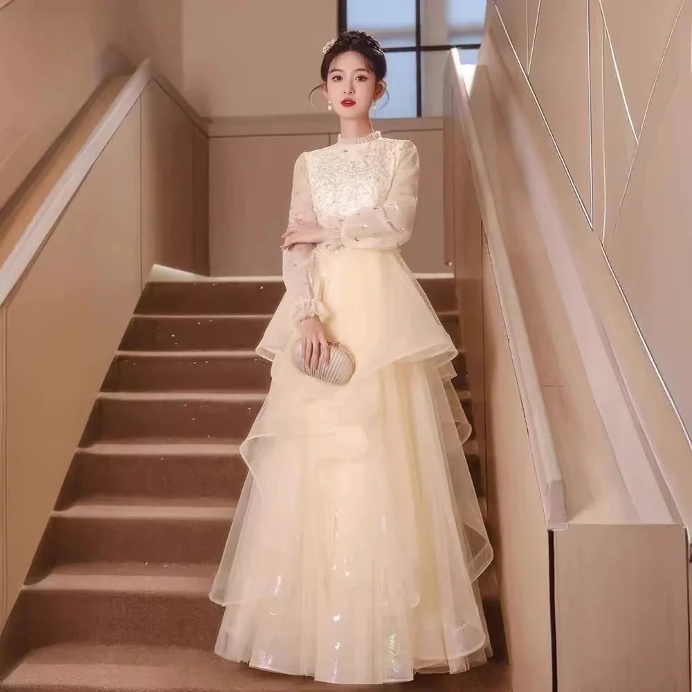 シャンパンカラーパーティー 司会者用フォーマルウェア ドレス 結婚式 ワンピース お呼ばれドレス