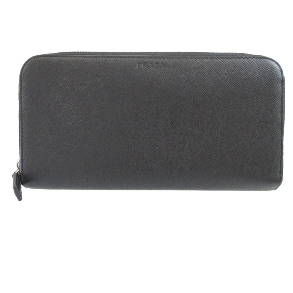 美品 ラウンドファスナー 長財布 レザー/サフィアーノレザー ブラック 1000【中古】 レディース