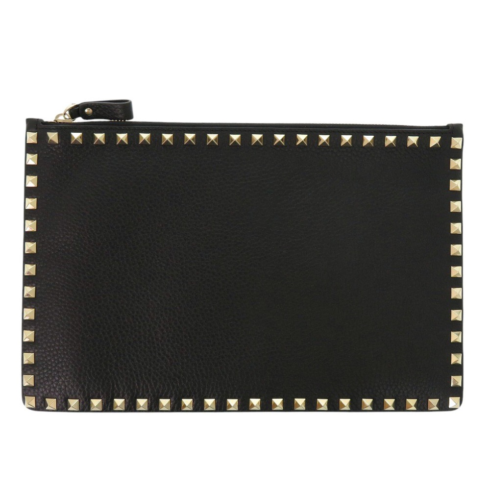 新品同様 ロックスタッズ UW2P0269VSH クラッチバッグ レザー ブラック 0359【中古】 レディース