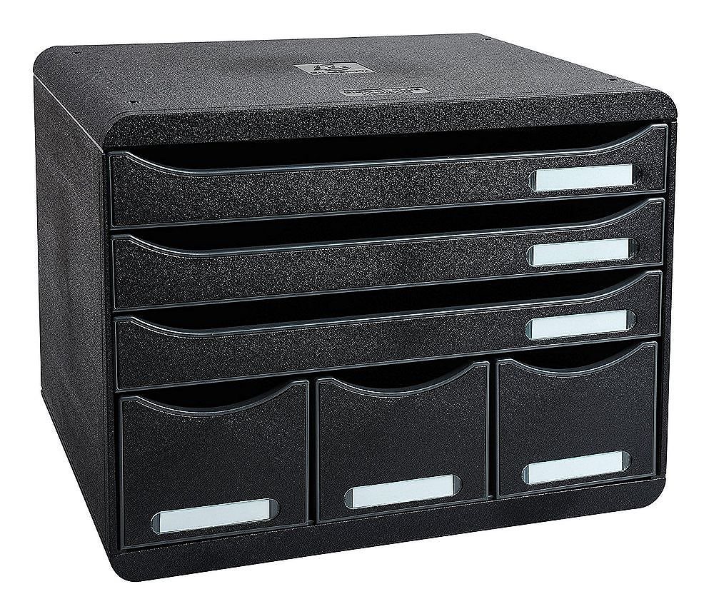 エグザコンタ レターケース ビッグボックスプラス 3段+小物ポケット A4判ヨコ型 ブラック 306714D