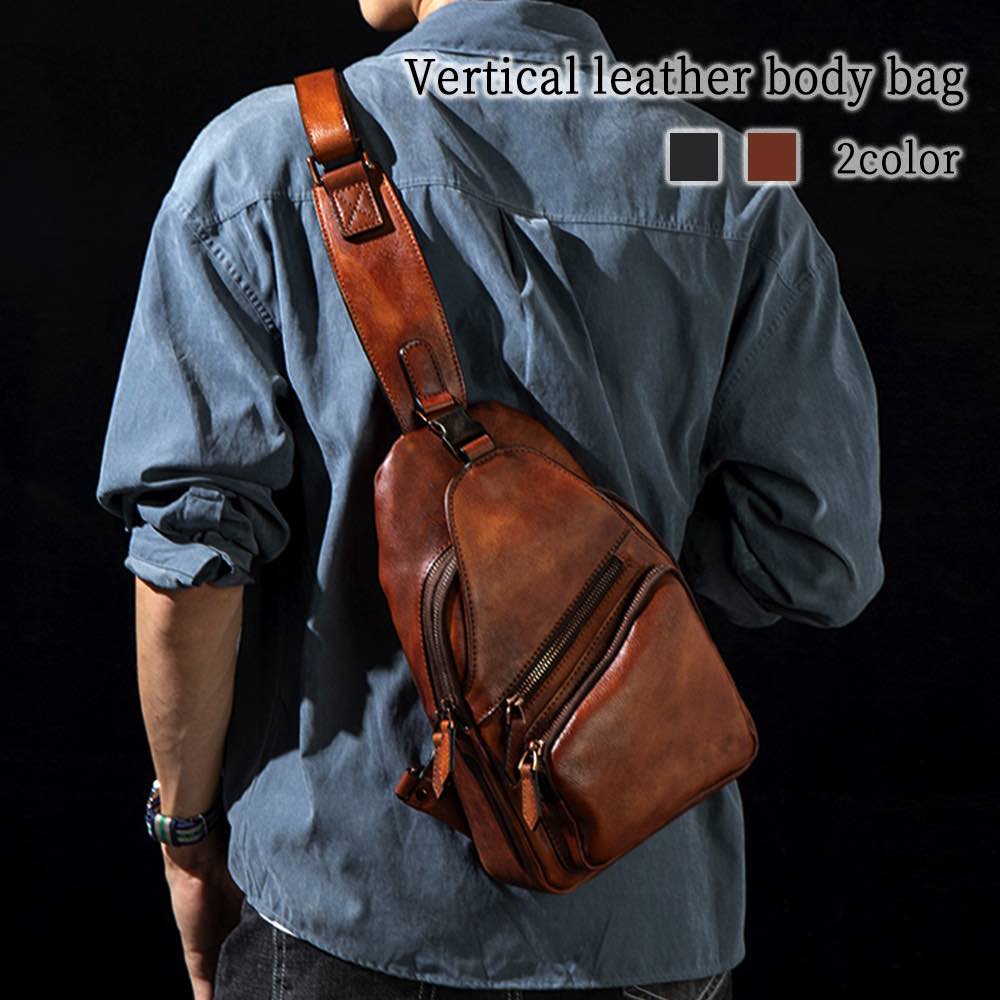 ボディバッグ メンズ 縦型レザーボディバッグ 防水 人気 かっこいい 秋 レザー 横型 50代 春 小さめ ハイ スポーツ 大容量 ブランド 夏 きれいめ おすすめ おしゃれ ウエストポーチ ウエスト