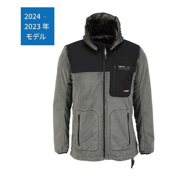 バイク用 秋冬 e-HEAT フリース インナーパーカ ブラック/グレー/Lサイズ RSU638BK71L