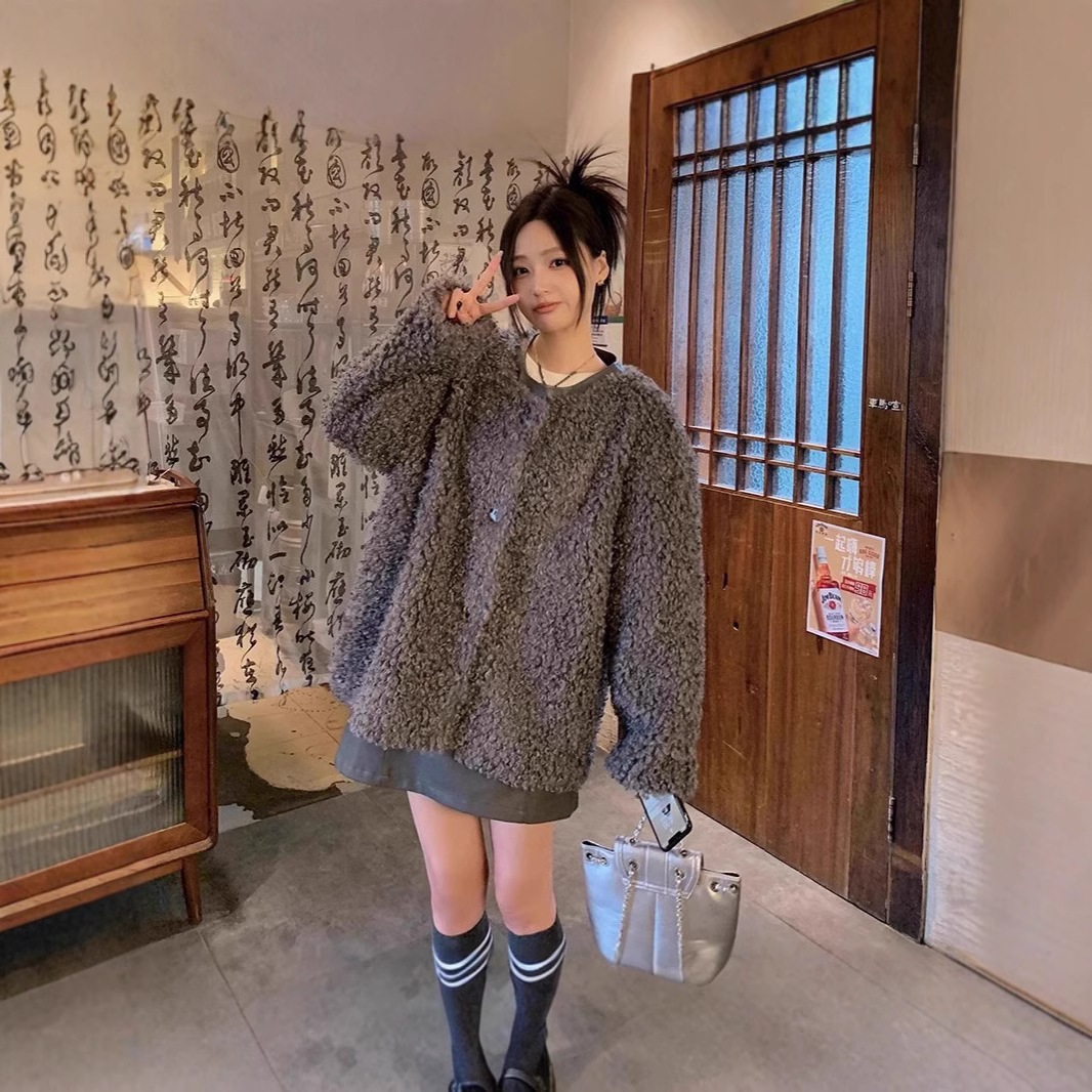 ブラックスモールフレグランスエコファーレディース冬スモールコートショートルーズ万能万能高級ファーコート