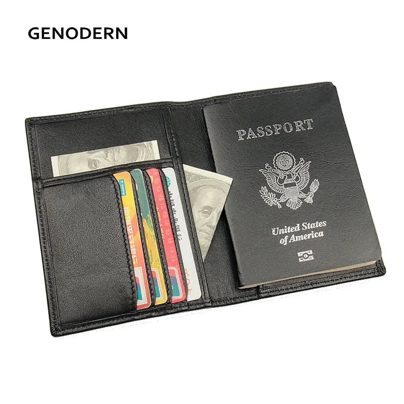 納期21日～Genodern-本革のアンチRFIDパスポートケース,カードホルダー付きのトラベルウォレット,ファッショナブルなパスポートカバー