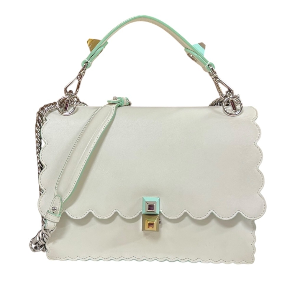 フェンディ キャナイ ショルダーバッグ レザー 8BT283 ホワイト FENDI 中古
