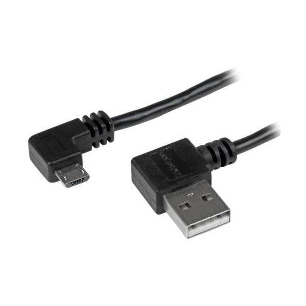 （まとめ） StarTech.com L型右向きマイクロUSBケーブル タイプA（オス）-Micro B（オス） 2m ブラックUSB2AUB2RA2M 1本 [x3セット]