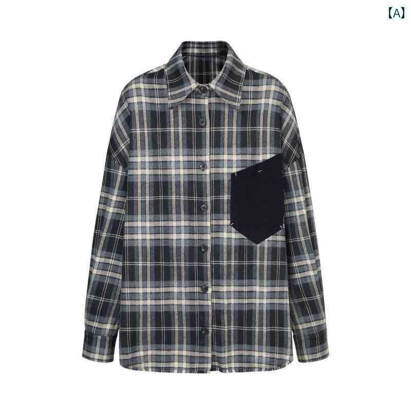 レディース シャツ チェック Basic Houseのレトロチェック柄のシャツジャケットは.2025年の春にリラックス感たっぷりな長袖トップスとして活躍します