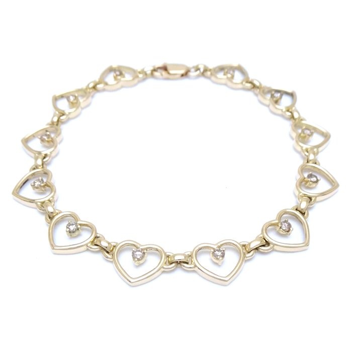 ハート ブレスレット ブラウンダイヤモンド K18YG イエローゴールド/129033【中古】