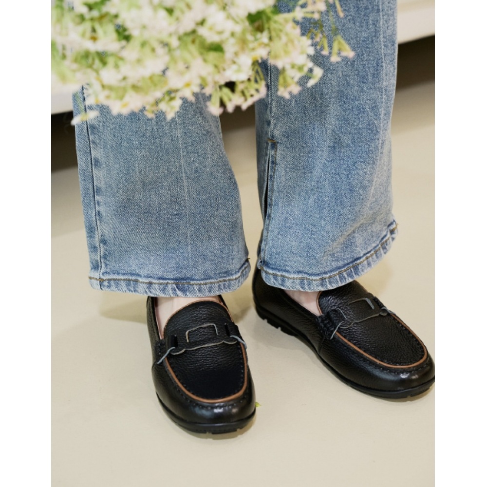 HENLYMAIN 本革ロミーデコール女性用フラットローファー (H22FOJWC325)
