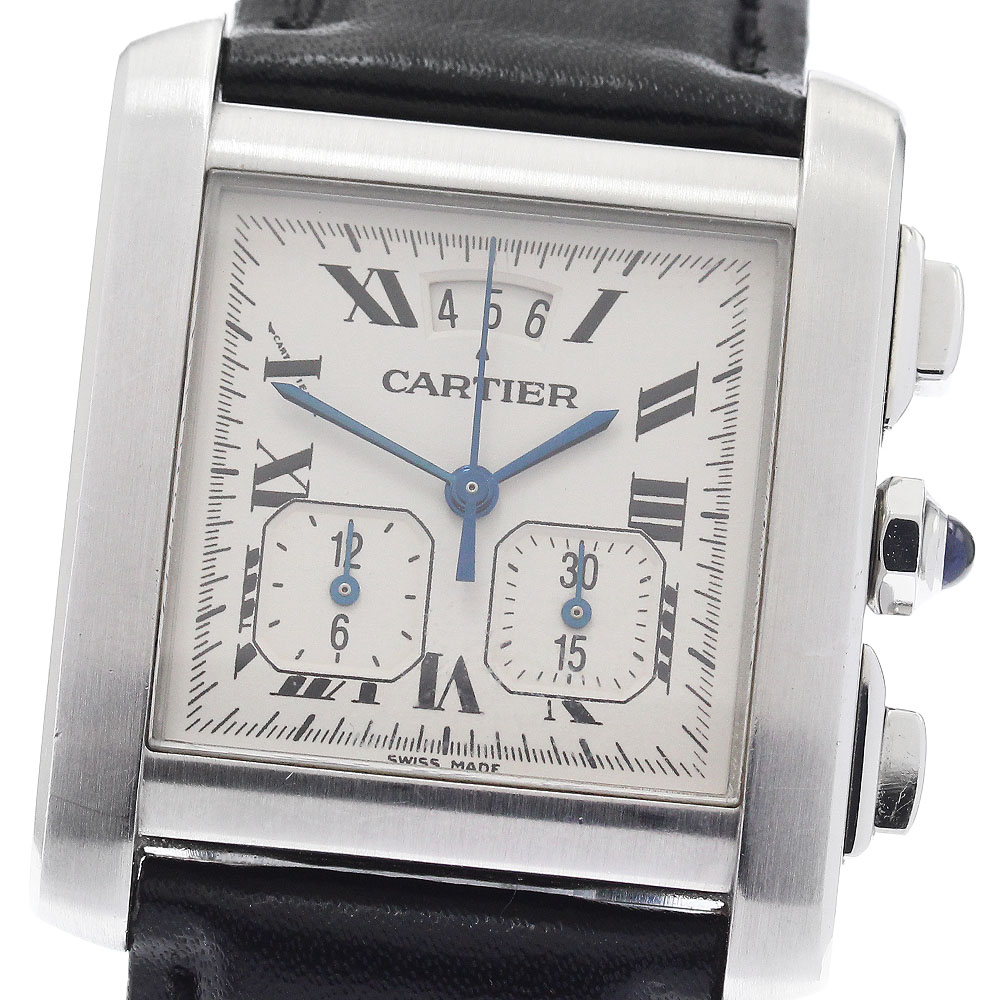 カルティエ CARTIER W5101455 タンクフランセーズXXL クロノリフレックス デイト クォーツ メンズ 保証書付き_885994【中古】