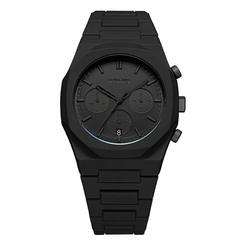 [D1 MILANO] ディーワンミラノ 腕時計 PHBJSH メンズ ラウンド アナログ クオーツ クロノグラフ デイト ポリクロノ ポリカーボネート シャドウ 40.5mm オール ブラック