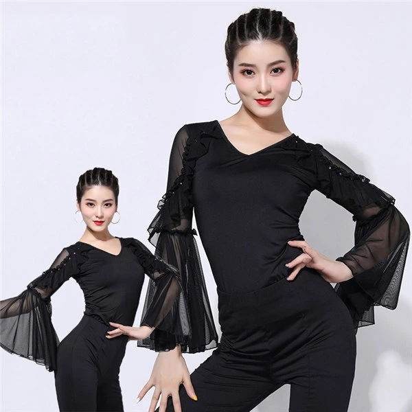 【激安開催！】社交ダンス衣装 レッスンウェア レース 競技着 モダンラテンダンス用上着 レディース 女性用 ダンス衣装 上着 ダンス 社交 練習着 ワルツ チャチャチャ ラテン ステージ 衣装 演出着