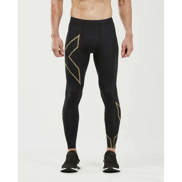 2XU MCS ラン コンプレッションタイツ(メンズ) L ブラック×ゴールドリフレクティブ #MA5305B-BLKGRF