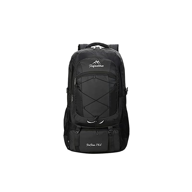 [RaoRanDang] 登山リュック 防水軽量耐久性75L大容量ハイキングバックパックハイキング旅行登山キャンプアウトドア釣りに適しています ブラック