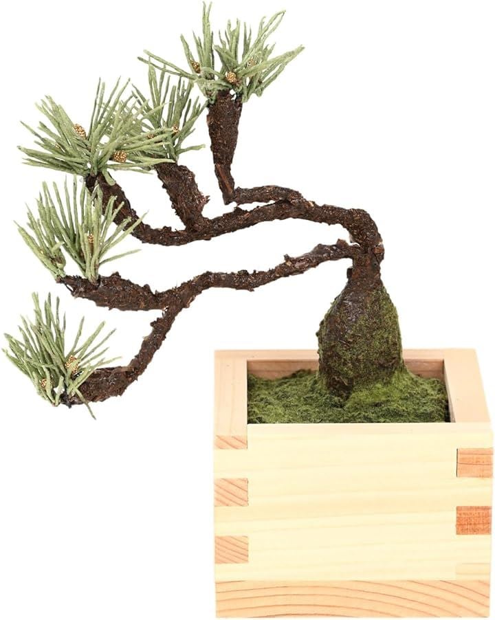 手漉き和紙とひのき升を使用した 盆栽 bonsai 人工観葉植物 造花 フェイクグリーン 和風 和室用 インテリア 12cm 06. 松 吹き流し