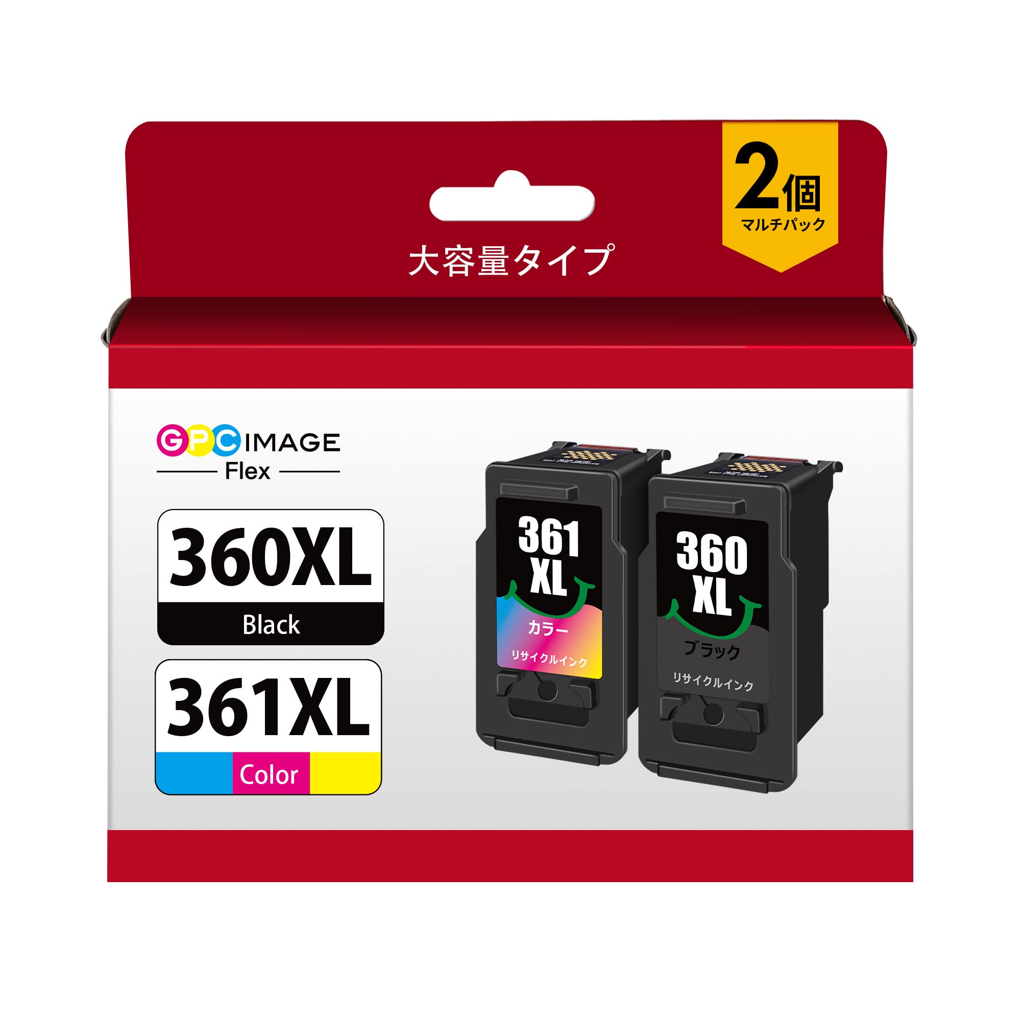 GPC Image Flex キャノン 用 インク 360 361 BC-360XL 361XL 純正大容量より35％アップ 360 361 インク BC-360(ブラック) + 361(3色カラー)