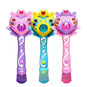 [面白い] プリンセス 全自動電子バブルマシン 魔法の杖 音楽と光のバブルガン おもちゃ 子供 パーティー キッズ ギフト