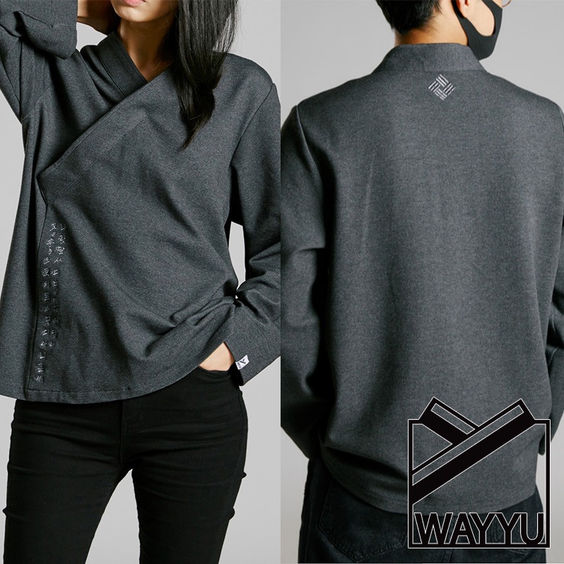 【生活韓服】ハングル T シャツHun-Min-Jeong-Eum Edition (チャコール)/ 男女共用 / 韓国伝統