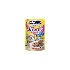 ねこ元気 総合栄養食 パウチ15歳以上用まぐろ入りかつお 60g24個 キャットフード 60グラム (x 24)