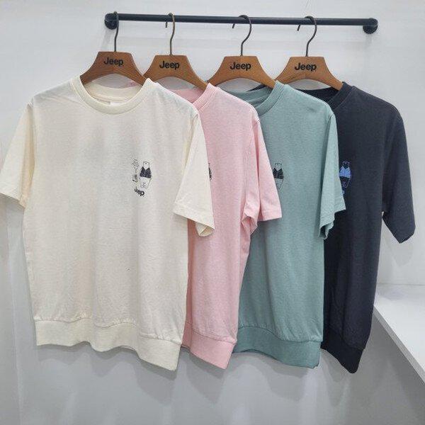 家庭の月裾リブベアー半袖Tシャツ JQ2TSU594_JK