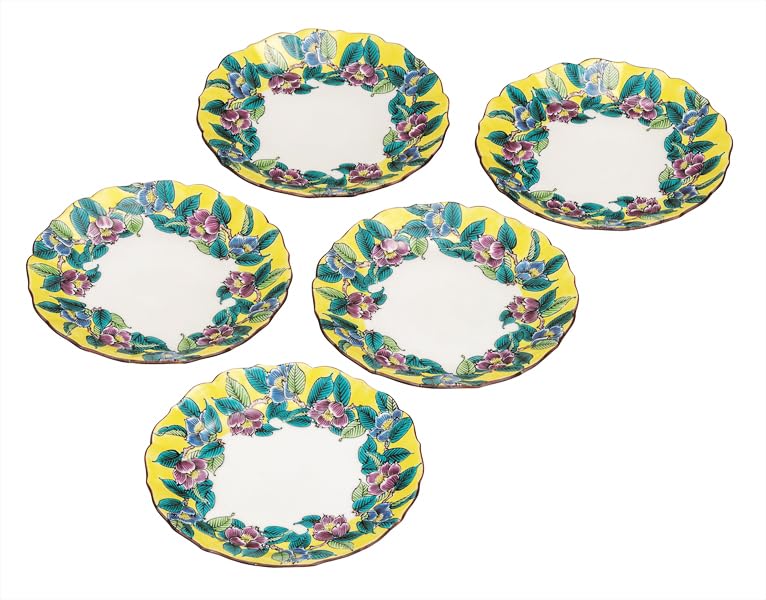 九谷焼いわたや 5号皿揃吉田屋椿 K9-150