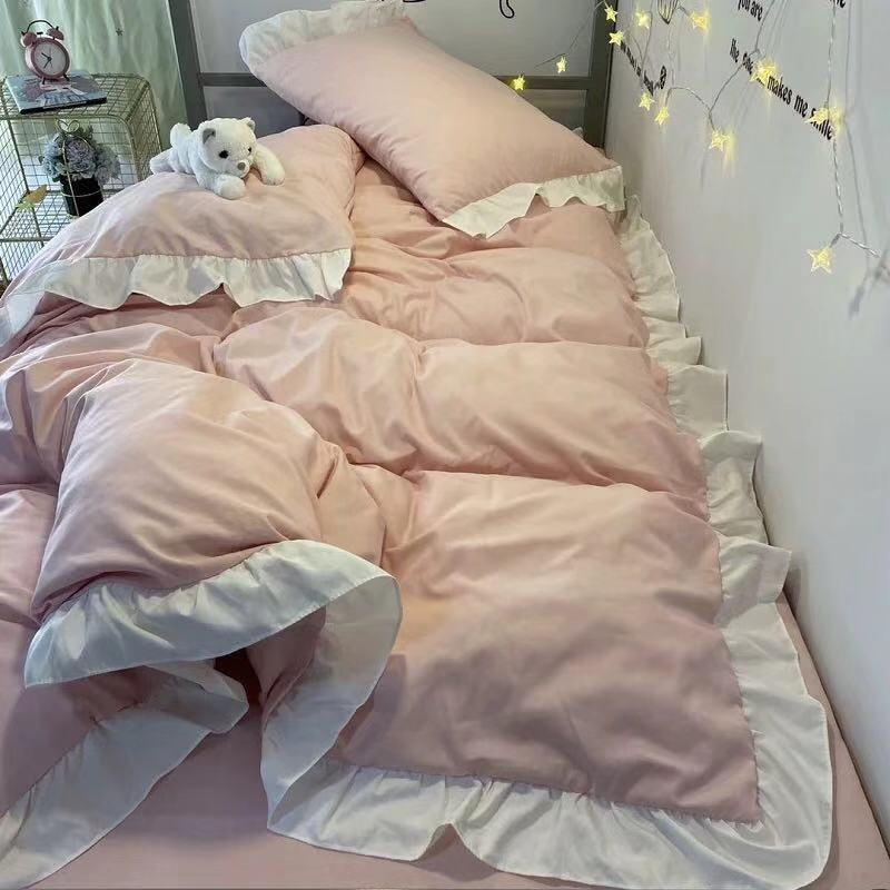 ベッドスカート4点セット韓国プリンセススタイルレースベッドシーツキルトカバーグラインドシングル