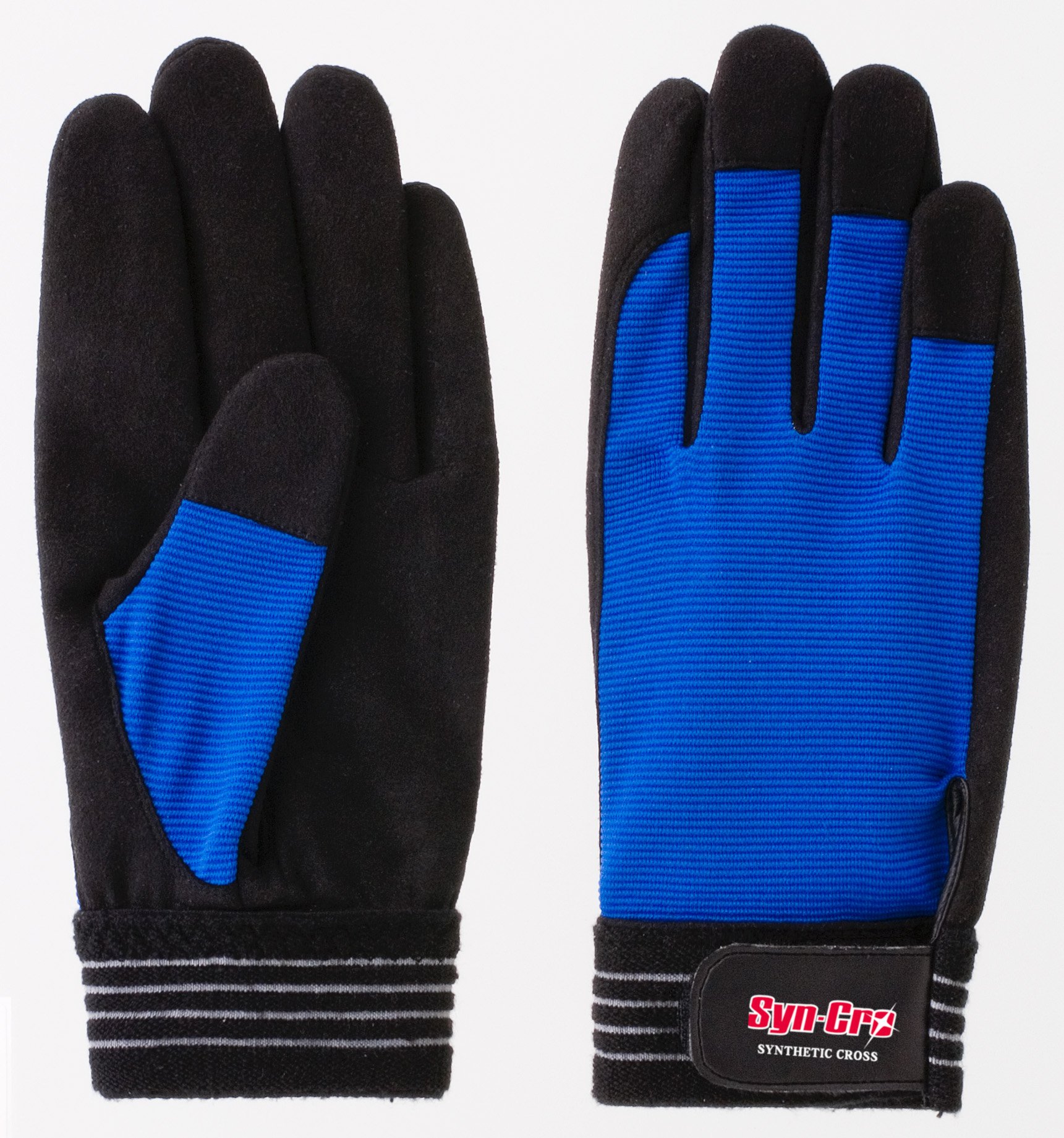 [FGC] SC-703 シンクロ ブルー 甲メッシュマジック付人工皮革手袋 10双組 富士グローブ (Lサイズ)