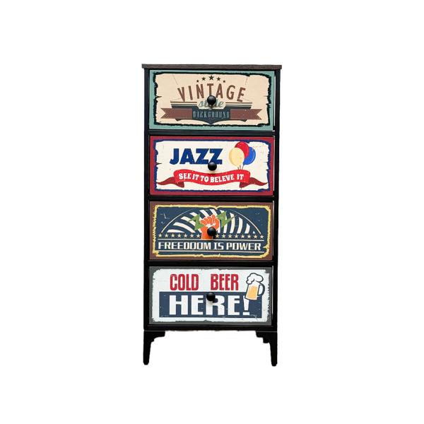 チェスト アメリカン タンス ヴィンテージ風 スチール たんす おしゃれ 引き出し 収納 古材風 アメカジ ポップ カラフル かわいい レトロ アンティーク
