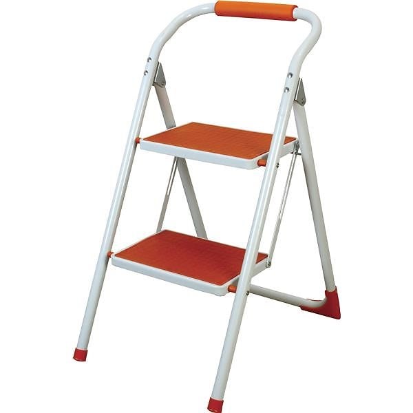 スチール製ステップ台/脚立 [オレンジ] 幅39cmx奥行54cmx高さ76cm LFS-007OR