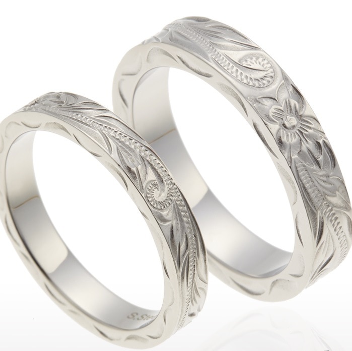 ハワイアンジュエリー リング レディース メンズ ユニセックス ペア サージカルステンレス 金属アレルギー対応 低アレルギー シルバー ゴールド ピンクゴールド 波 プルメリア シンプル カップル