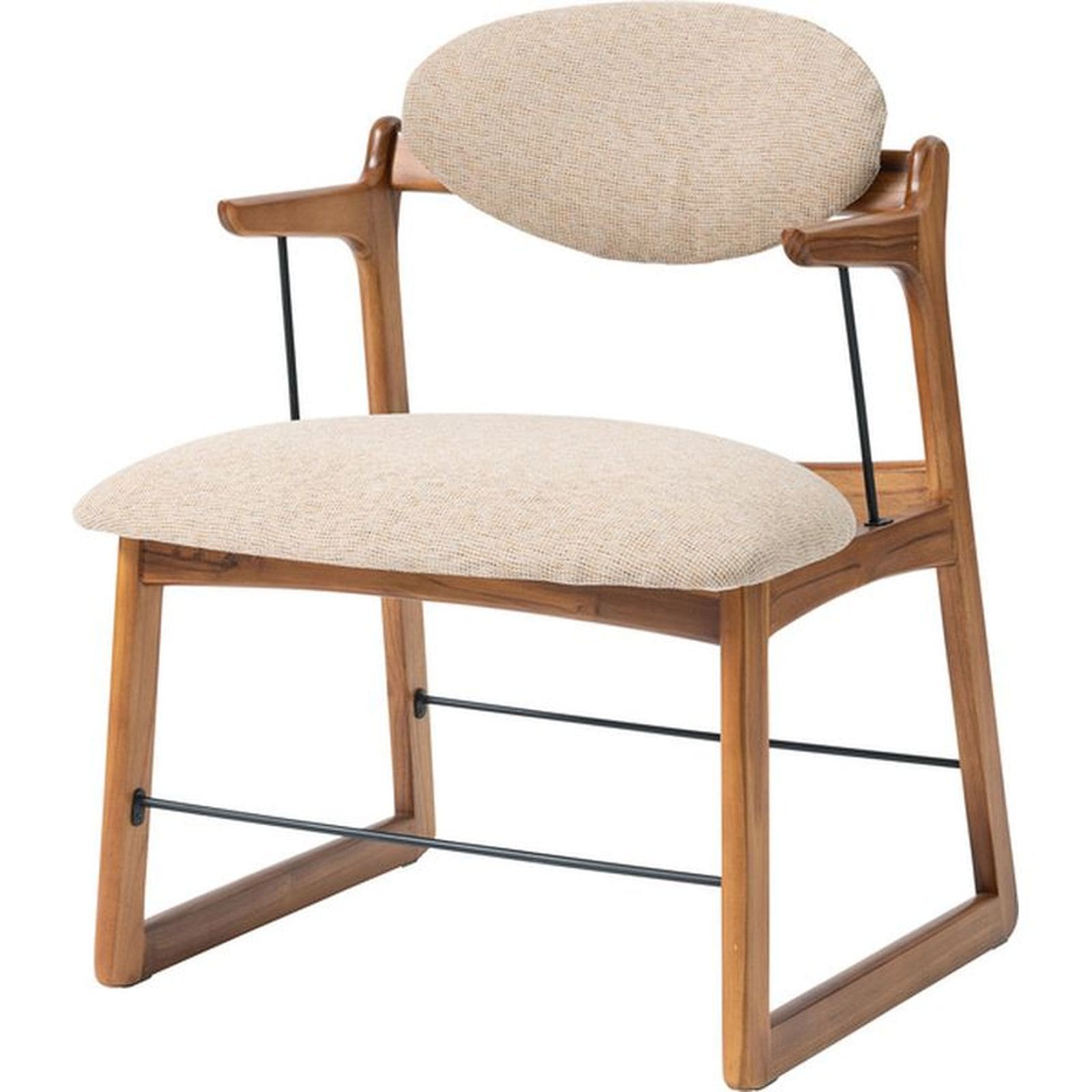 フロアチェアH 約55×53×72×42cm アイボリー ファブリック 木製 肘つき アームレスト リビング ダイニング ナチュラル クッション 大きめ ゆったり 完成品 おしゃれ 敬老の日