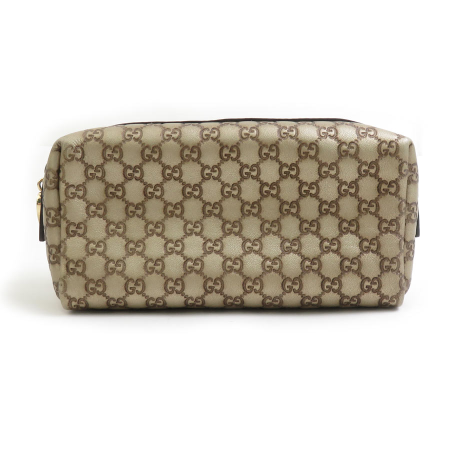 グッチ GUCCI ポーチ マイクログッチシマ レザー ゴールド レディース 153223 e60500a
