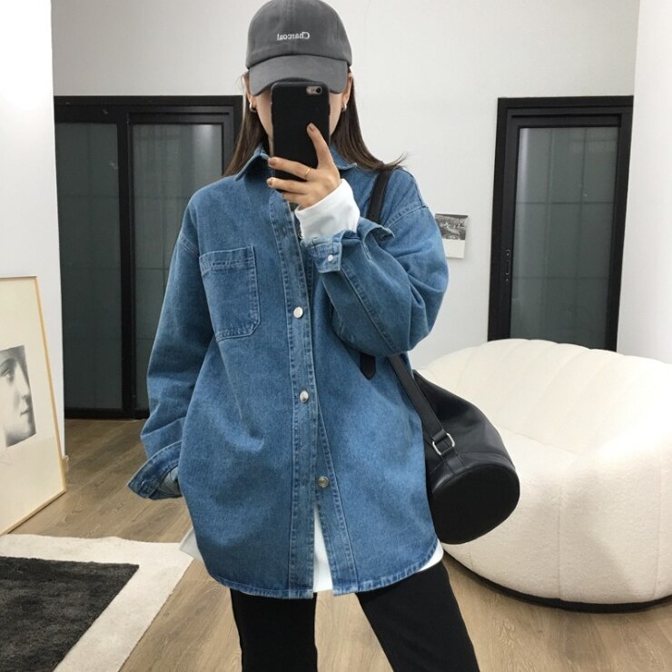 ブラウス　トップス シャツ　襟付き　スタンドカラー クロップド 白シャツ　甘め　春　秋　デニム　デニムシャツ　ワイド　オーバーサイズ　キレイ目　おしゃれ　大人可愛い　エレガント　清楚感　カジュアル