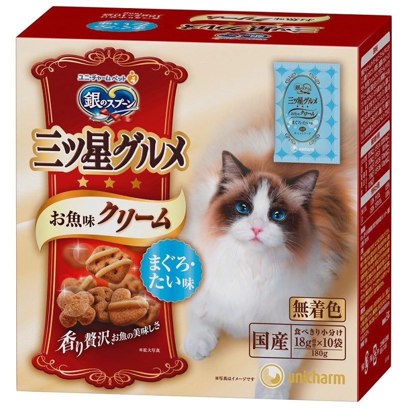 （まとめ買い）銀のスプーン 三ツ星グルメ お魚味クリーム まぐろ/たい味 180g 猫用フード [x12] 6,006円