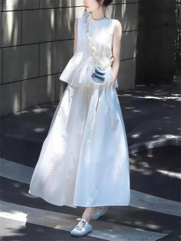 スーツ ルームウェア レディース スカート女子夏ノースリーブトップス半身スカート2点セット セットアップ 涼しく楽ちんセットアップ 韓国 夏 スウェット上下セット