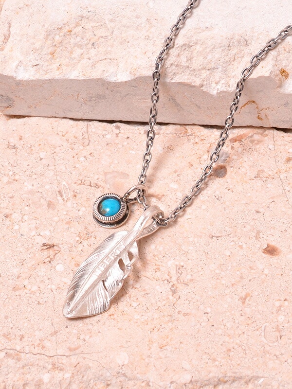 NORTH WORKS ノースワークス フェザー ネックレス コイン シルバー ターコイズ トルコ石 インディアンジュエリー ナバホ族 羽 フェザーネックレス ブランド シンプル N-615