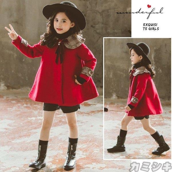 2019 新品 女の子チェスターコート キッズ冬服 メルトンコートロング丈 ジャケット 暖かい 防寒