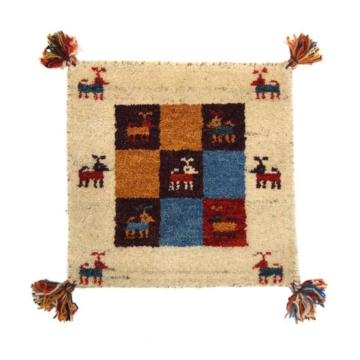 萩原 ギャッベ チェアパッド/椅子クッション 約40×40cm 1枚 GABBEH D3 ウール 手織り チェアマット