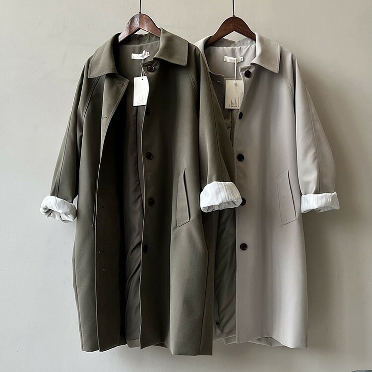 トレンチコート レディース 長袖 アウター コート ゆったり ゆるコート 無地 シンプル カジュアル 韓国ファッション レディースファッション おしゃれ きれいめ