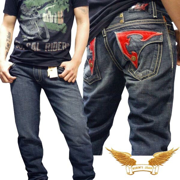 ロビンズジーン メンズ デニム ストレート パンツ ROBIN S JEAN LONG FLAP PONY RED 143 safari サファリ レオン オーシャンズ 雑誌 掲載 ハイブランド ジー
