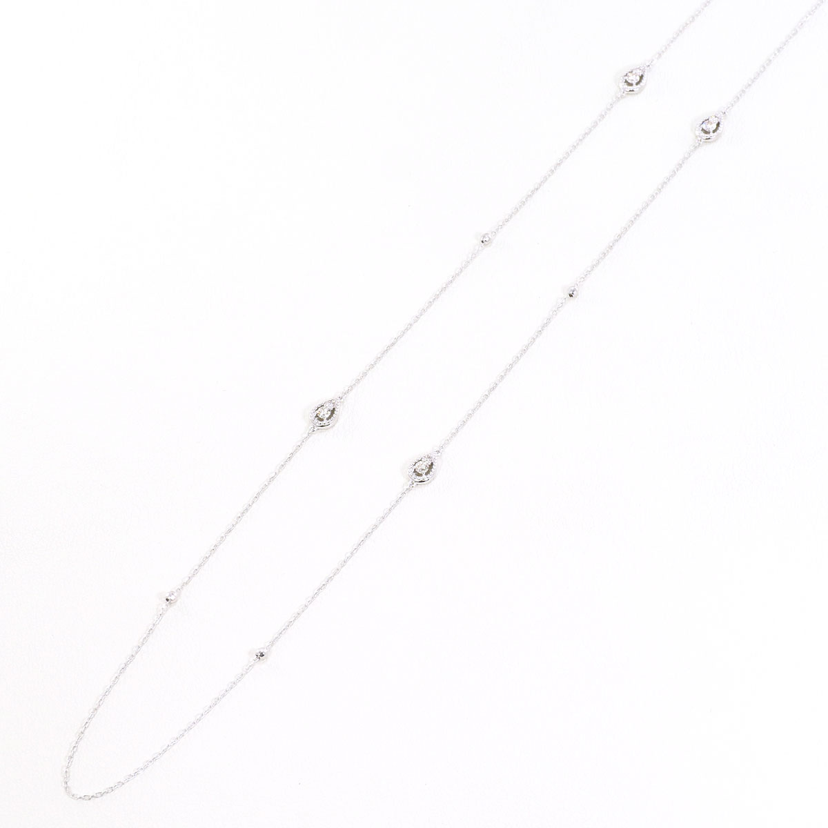 K18 18金 WG ホワイトゴールド ネックレス ダイヤモンド 0.23 ct 総重量約2.5g 約64cm 中古