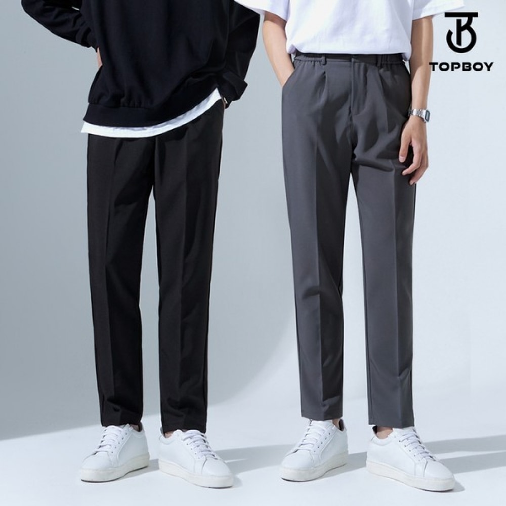 (TOPBOY) ビッグサイズ 10パーツスリムフィットサイドバンディングスラックス 2枚セット (TBS_1132)