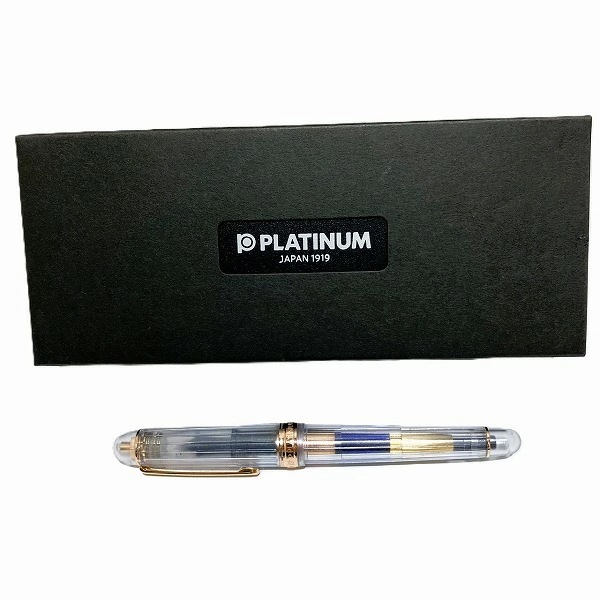 プラチナ 3776 スケルトン ブルー系 14K 刻印あり 万年筆 ユニセックス【中古】